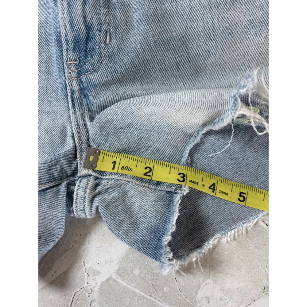 Old Navy Girls 8 High‎ Rise Built In Tough Denim Shorts Light Wash Flowers Raw